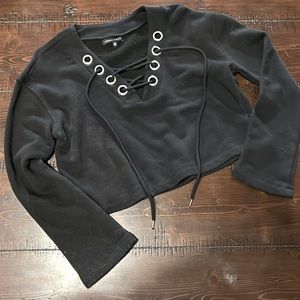 Kendall and Kylie cropped black sweater